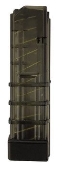 Transparent rifle magazine with visible ammunition rounds