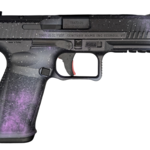 Galaxy-themed black semi-automatic pistol