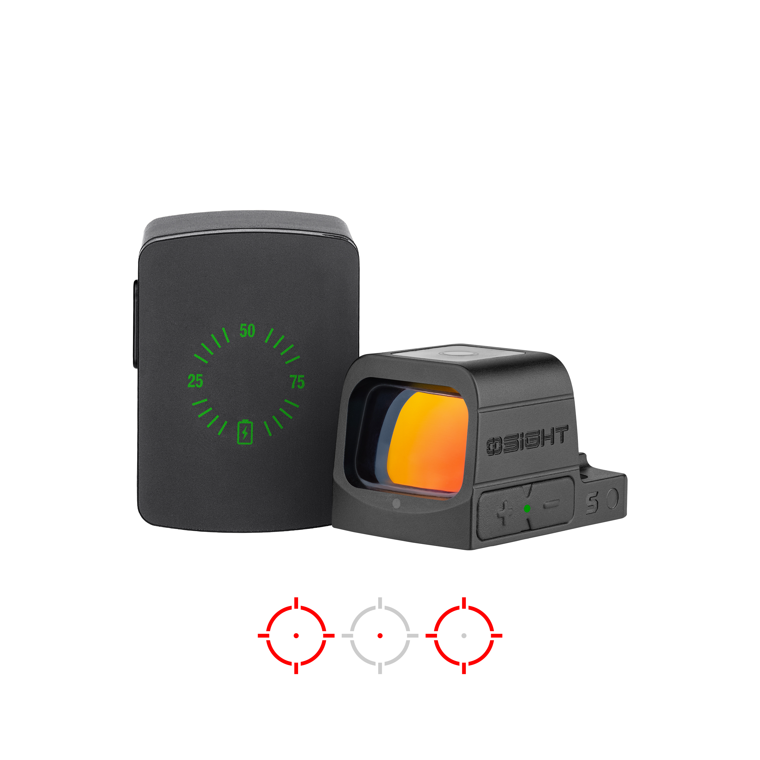 Compact red dot sight with charging dock