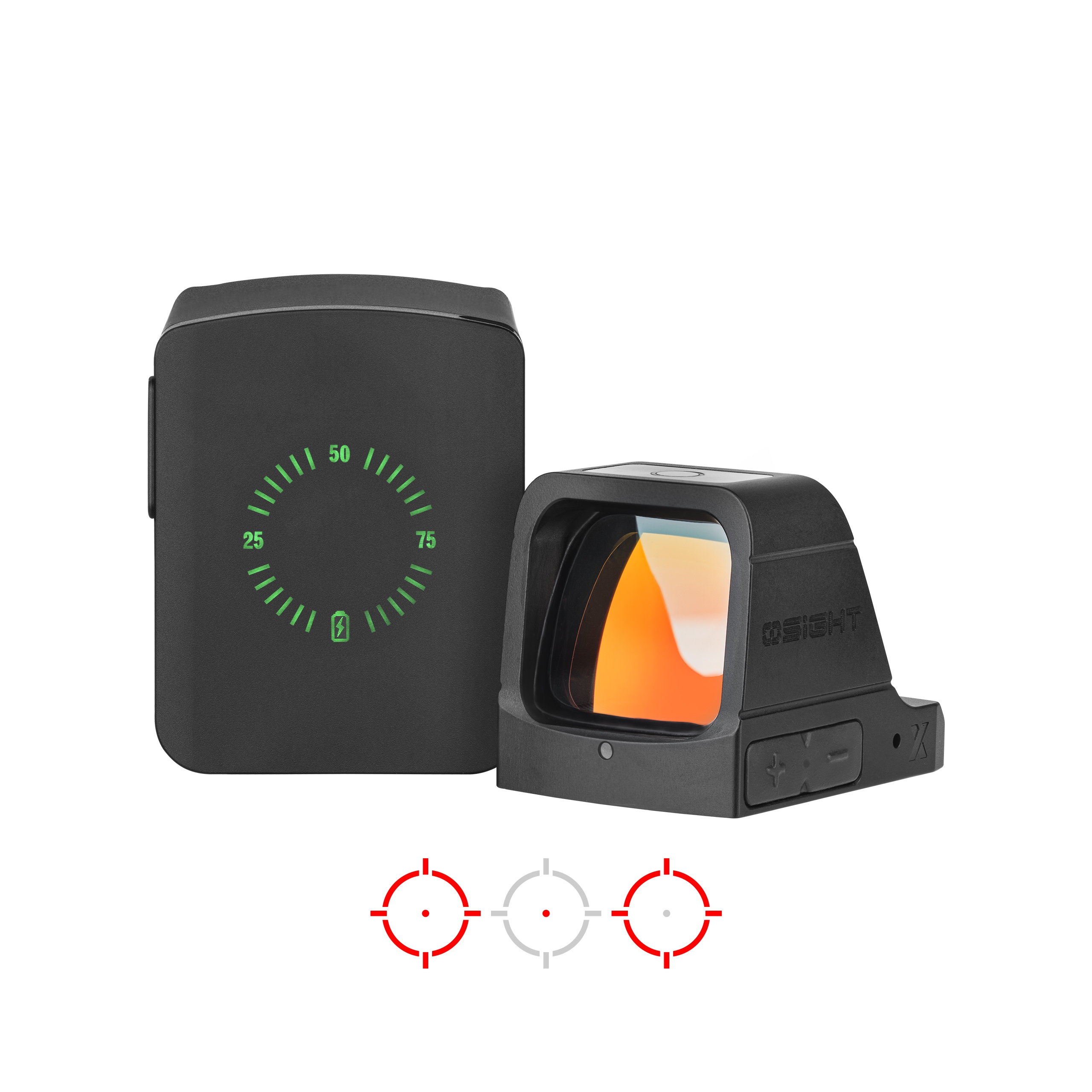 Compact red dot sight with charging case