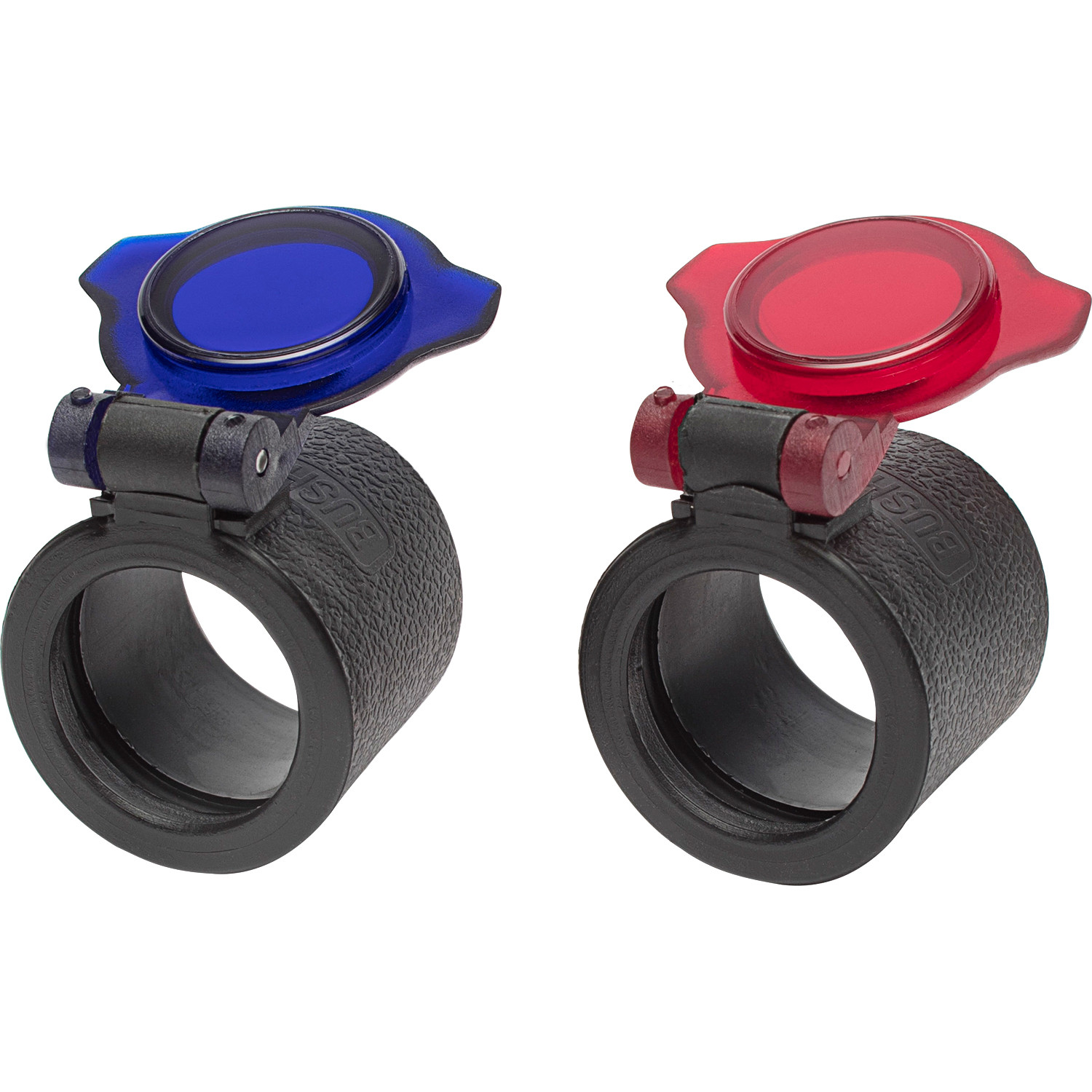 Blue and red flip-up lens attachments