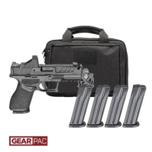 Handgun with optic, four magazines, carrying case