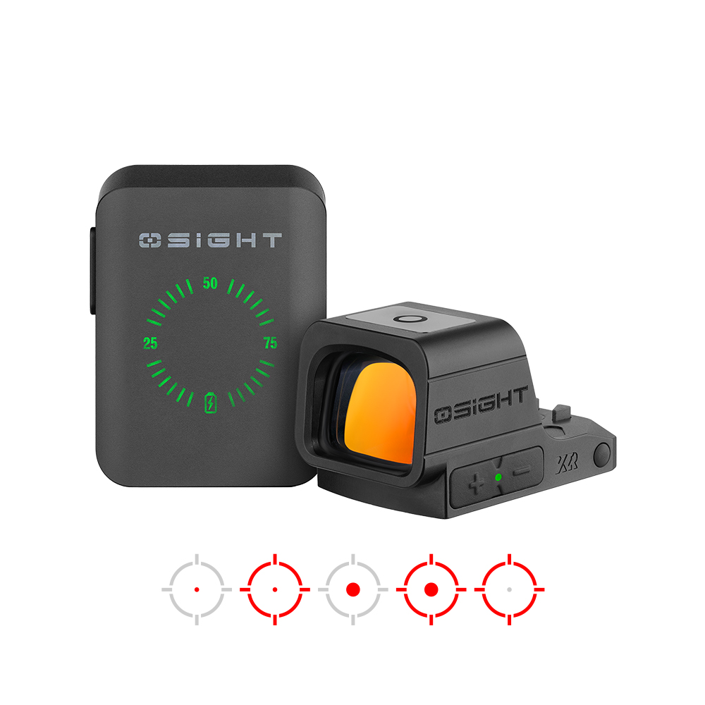 Compact red dot sight with charging case