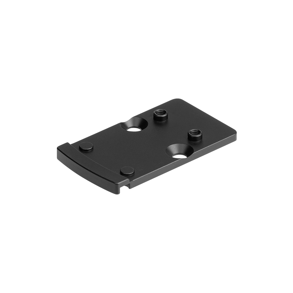 Black metal mounting plate with threaded holes