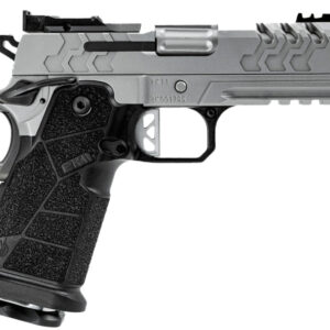 Modern semi-automatic handgun on white background