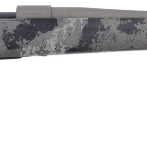 Camouflage bolt-action rifle with long barrel