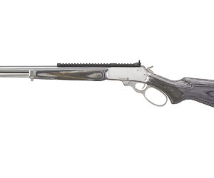 Lever-action rifle with wooden stock and long barrel