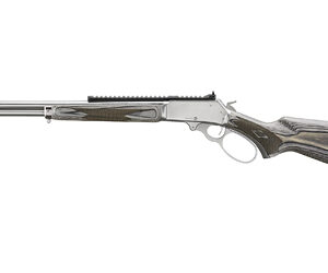 Lever-action rifle with wood stock and rail