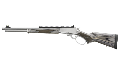 Lever-action rifle with wood stock and rail