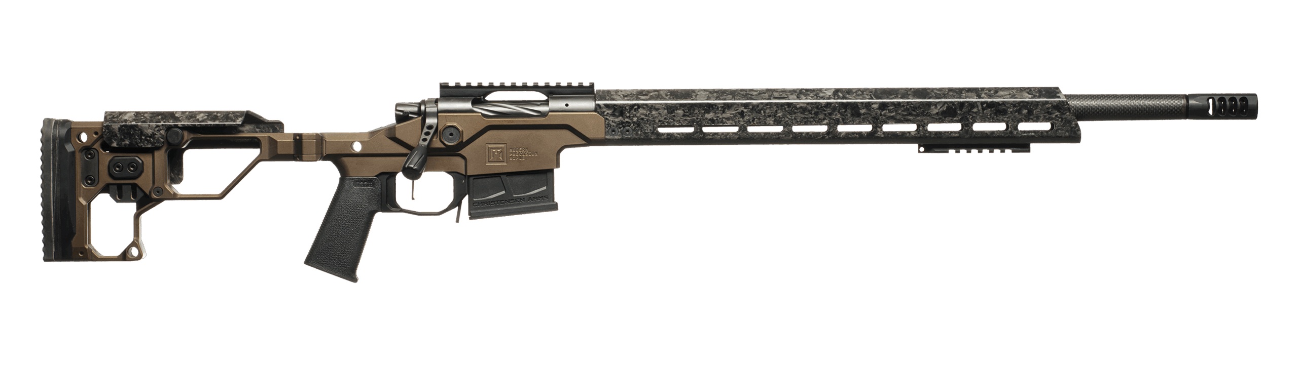 Modern bolt-action rifle with chassis stock