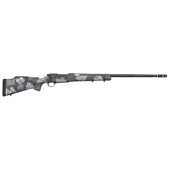 Bolt-action rifle with gray camouflage finish