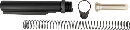 AR-15 buffer tube assembly components on white background