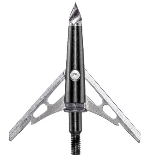 Three-blade broadhead arrow tip on white background