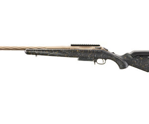 Bolt-action rifle with wooden barrel and scope