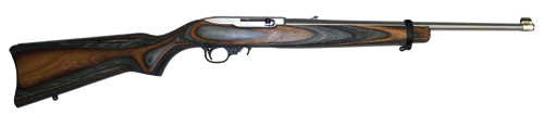 Bolt-action rifle with wooden stock on white background
