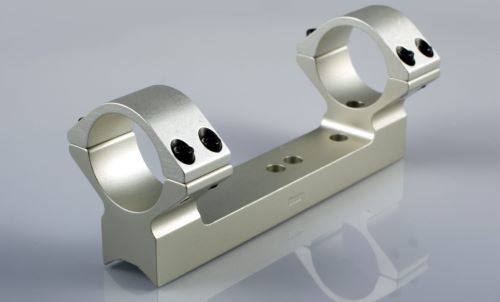 Silver rifle scope mount with dual rings