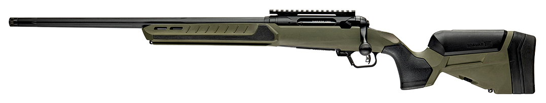 Modern bolt-action rifle with green stock