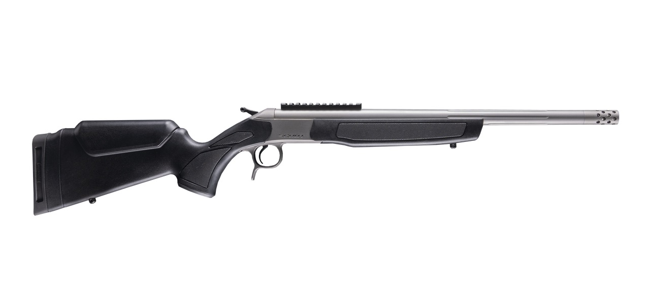 Modern bolt-action rifle with synthetic stock