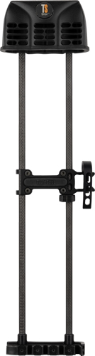 Black adjustable compound bow sight with dual rods