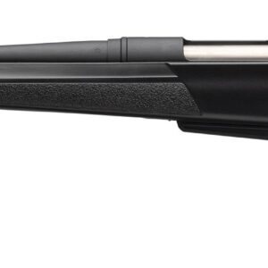 Black bolt-action rifle on white background