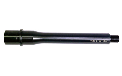 Black 9mm pistol barrel on white background