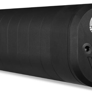 Black cylindrical V20 firearm suppressor device