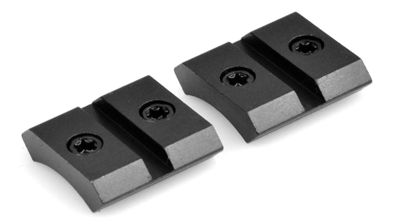 Two black metal mounting clamps with screws