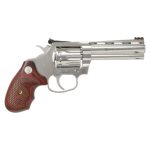 Stainless steel revolver with wooden grip