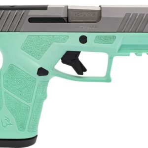 Mint green and black semi-automatic pistol
