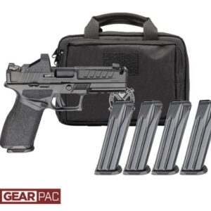 Handgun with magazines and black carrying case