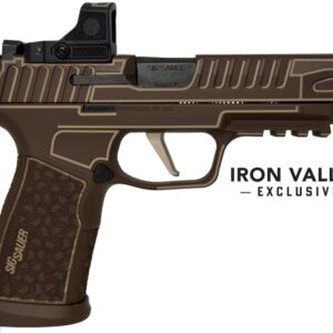Brown Sig Sauer pistol with red dot sight