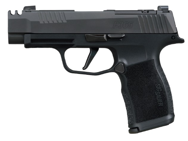 Black semi-automatic handgun on white background