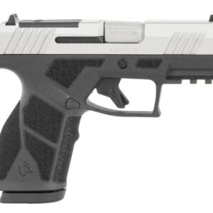 Black and silver compact semi-automatic handgun