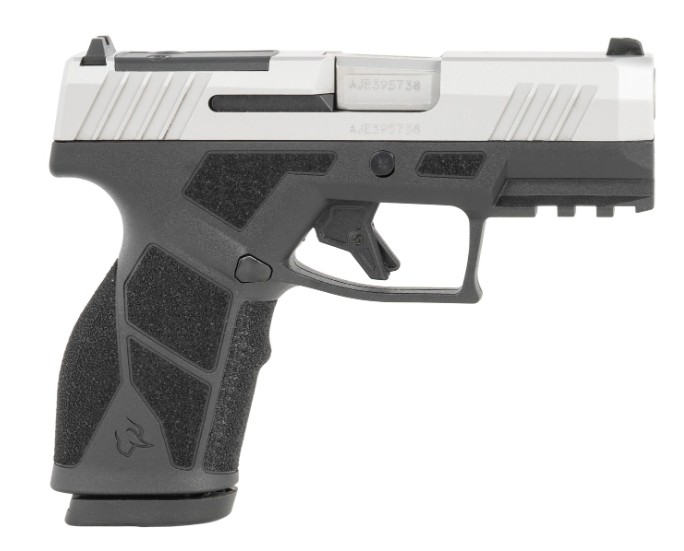 Black and silver compact semi-automatic handgun