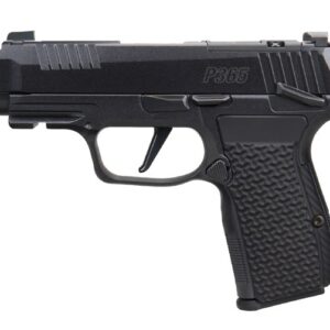 Black semi-automatic handgun on white background