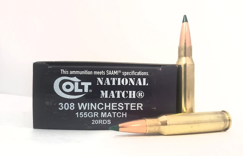 Colt .308 Winchester ammunition box and cartridges