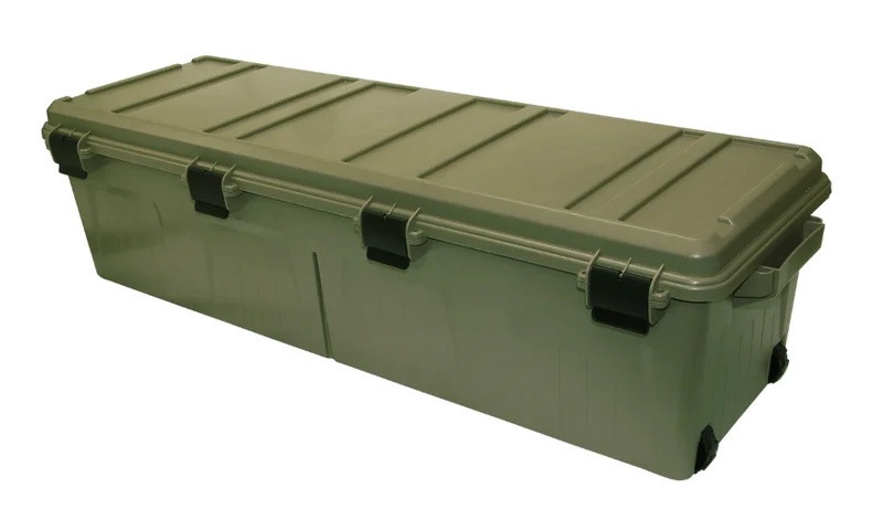 Large green heavy-duty plastic storage container
