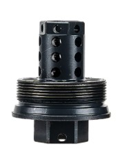 Black threaded metal cylinder with side holes