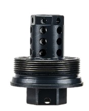 Black threaded metal cylindrical mechanical component