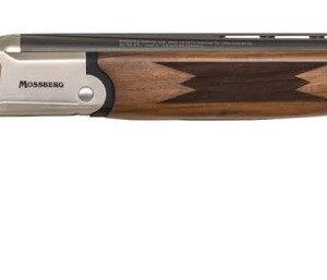 Mossberg shotgun with wooden stock on white background