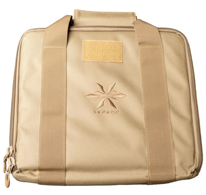 Tan tactical zippered carrying bag with straps