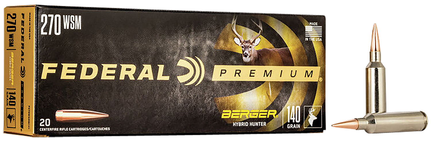 Federal Premium 270 WSM ammunition box and cartridges