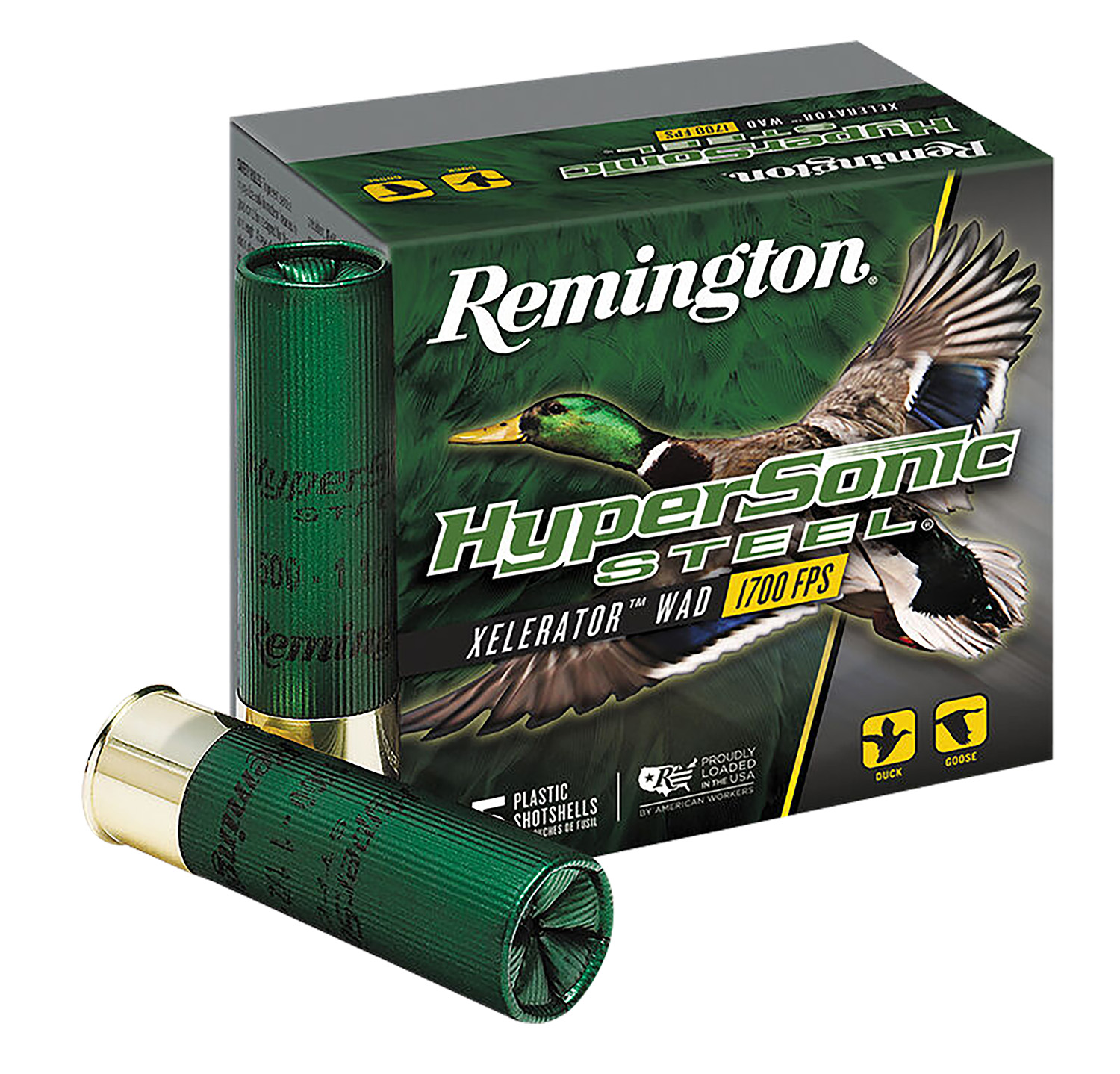 Remington HyperSonic Steel shotgun shells box and cartridges
