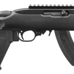 Black Ruger 10/22 tactical rifle with adjustable stock