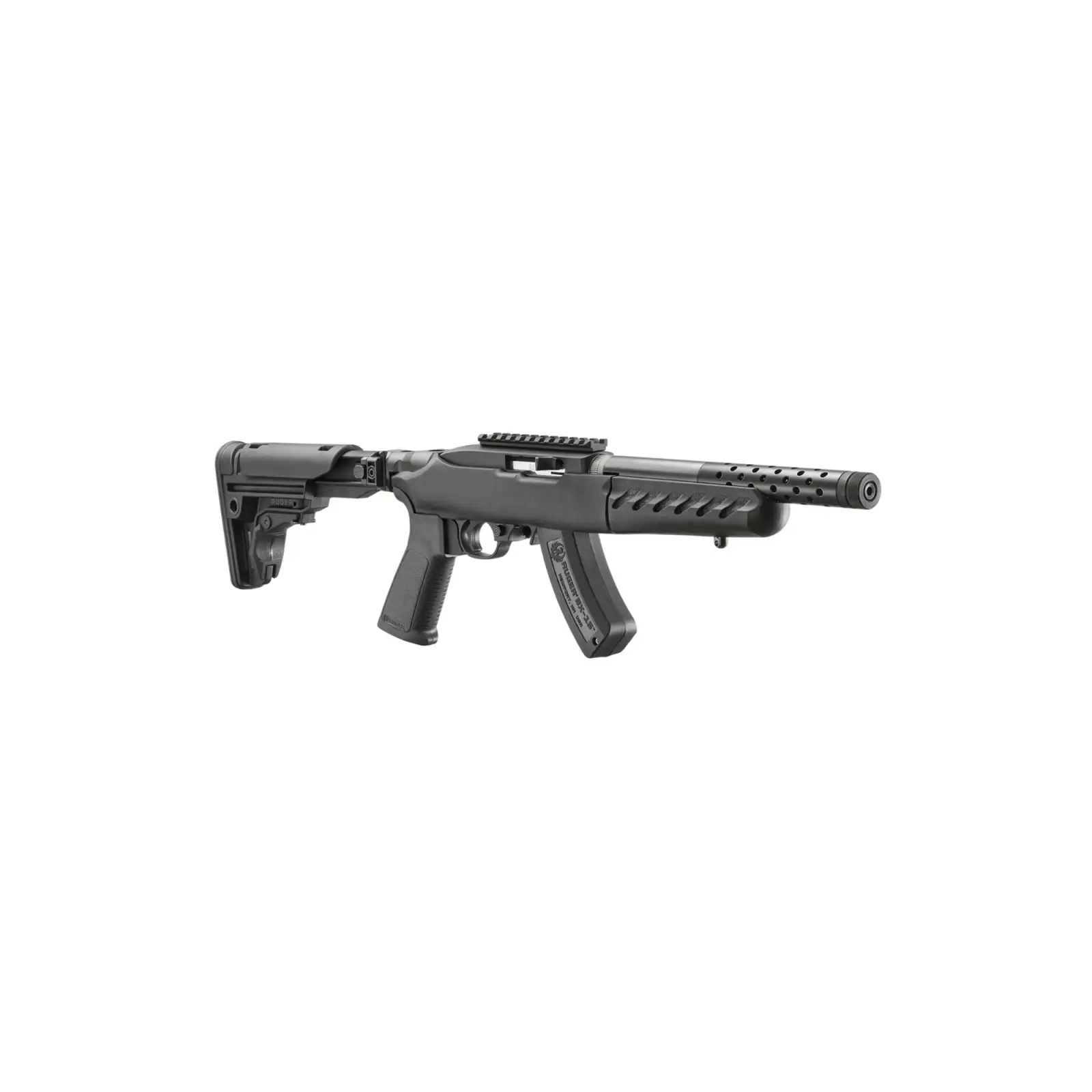 Black tactical-style rifle with adjustable stock