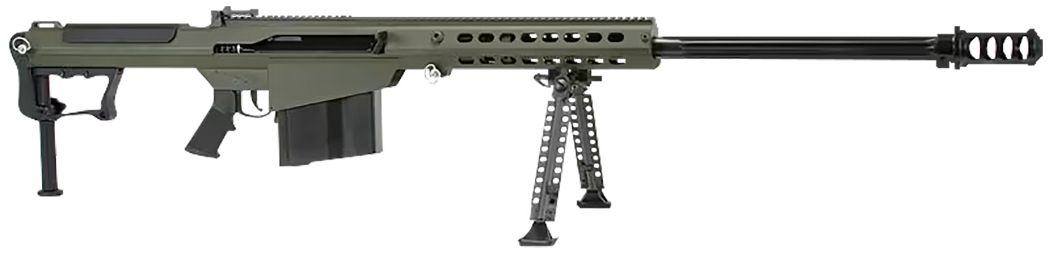 Large-caliber sniper rifle with bipod and muzzle brake