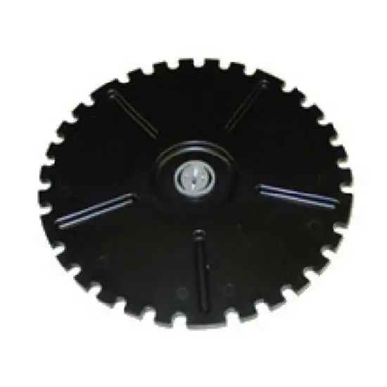 Black circular saw blade on white background