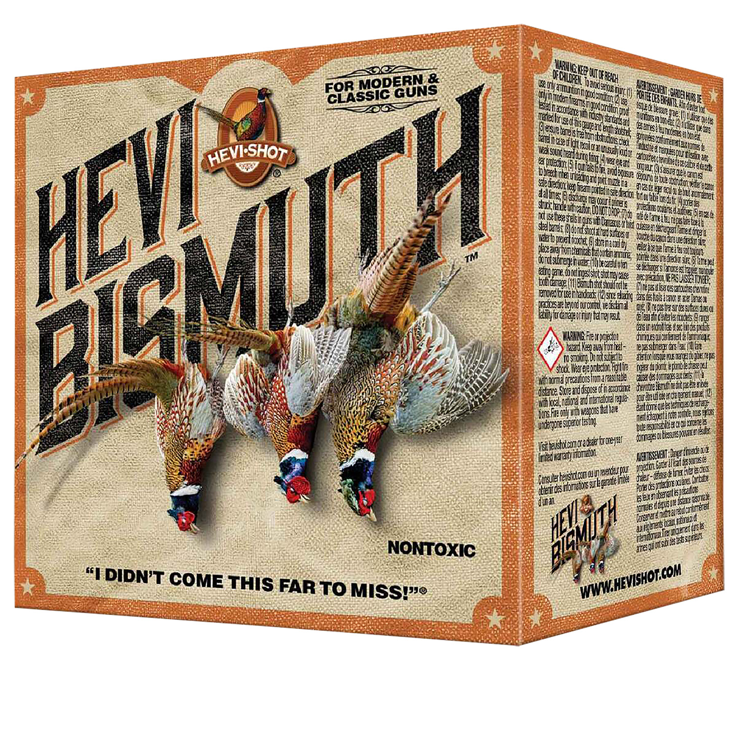 Hevi-Shot Hevi-Bismuth shotgun ammunition box with pheasants