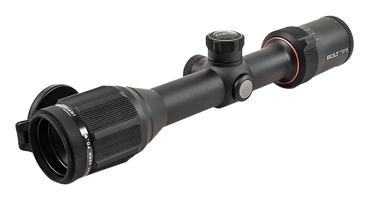 Black rifle scope isolated on white background
