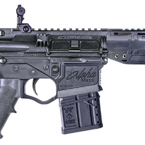 Black AR-style rifle with magazine attached
